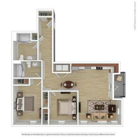 2 Bedroom Floor Plan | Apartments For Rent In Portland, OR | Tanner Flats Apartments