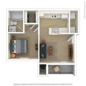 One Bedroom Floor Plan | Apartments For Rent In Commerce City, CO | Village Crest Apartment Homes