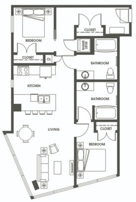 Two Bedroom G | South Lake Union Apartments | 624 Yale