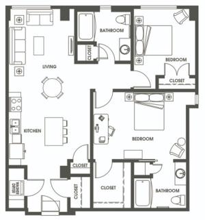Two Bedroom B12 | Seattle Washington Apartments | 624 Yale