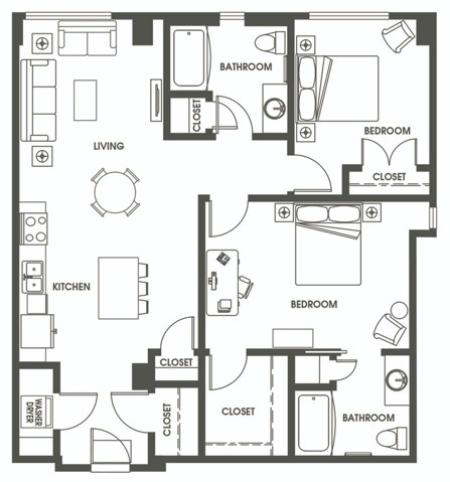 Two Bedroom B12 | Seattle Washington Apartments | 624 Yale