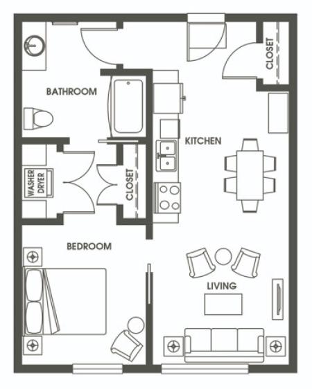 One Bedroom One Bath A1 | South Lake Union Apartments | 624 Yale
