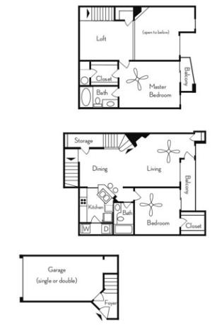 2 Bedroom Floor Plan | Apartments For Rent In Phoenix, AZ | Pavilions on Central Apartments