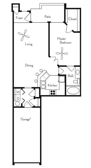 1 Bedroom Floor Plan | Apartments For Rent In Phoenix, AZ | Pavilions on Central Apartments