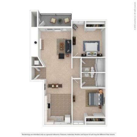 2 Bedroom Floor Plan | Apartments For Rent In Kirkland, WA | Emerson Apartments