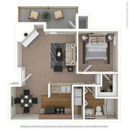 1 Bedroom Floor Plan | Apartments For Rent In Tukwila, WA | Villages at South Station Apartments