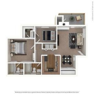 2 Bedroom Floor Plan | Apartments For Rent In Tukwila, WA | Villages at South Station Apartments