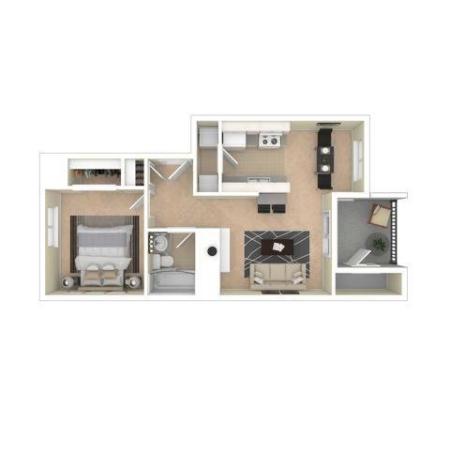 The Breaburn Floor Plan | One Bedroom One Bath  | The Argyle Apartments
