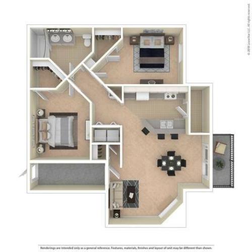 2 Bedroom Floor Plan | Apartments For Rent In Colorado Springs | Willows at Printers Park