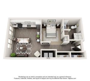 Studio Floor Plan | Apartments Near Hillsboro Oregon | Tessera at Orenco Station