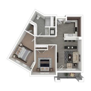2 Bedroom Floor Plan | Apartments Near Hillsboro Oregon | Tessera at Orenco Station