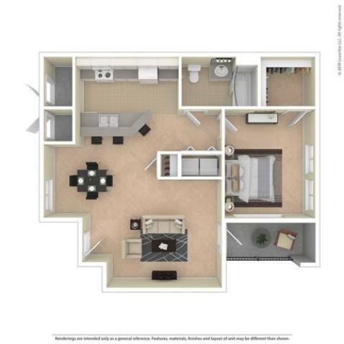 1 Bedroom Floor Plan | Apartments For Rent Colorado Springs | Willows at Printers Park