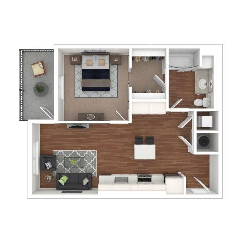 1 Bedroom Floor Plan | Apartments For Rent In Lacey WA | Martingale