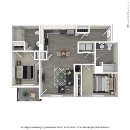 2 Bedroom Floor Plan | Apartments For Rent Lacey Wa | The Marq on Martin