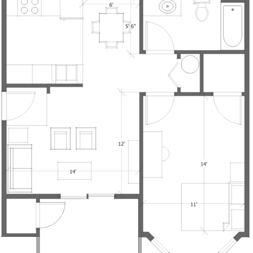 1 Bed Floor Plan