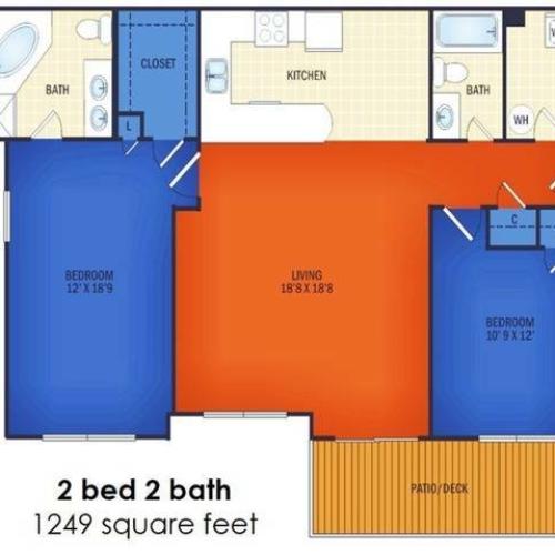 Perfect Size Two Bedroom 1249 sq ft