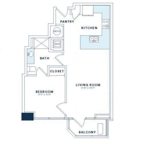 One bedroom one bath, kitchen, kitchen pantry, living/dinning room, laundry room, one closet and patio.