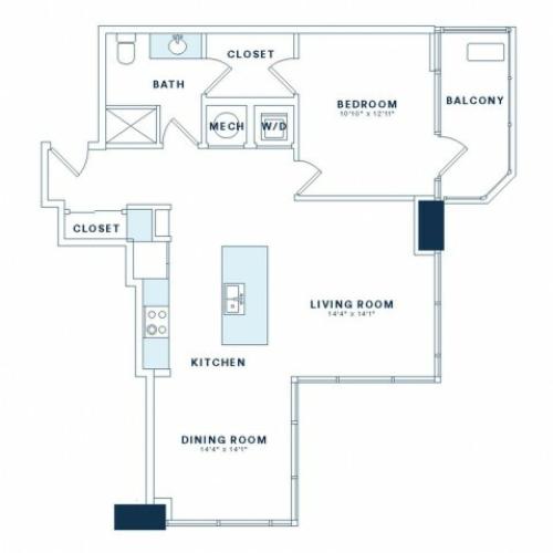 One bedroom one bath, kitchen, kitchen pantry, living/dinning room, laundry room, one closet and patio.