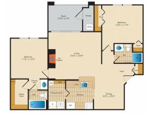 B2- TWO BEDROOM TWO BATH- 1021 SQ FT