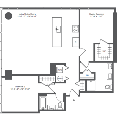 1B1 - TWO BEDROOM TWO BATHS