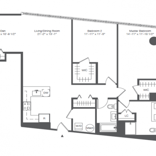 1B2- TWO BEDROOM WITH OFFICE TWO BATHS