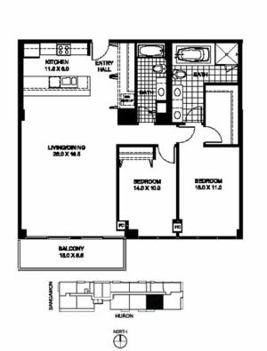 Two Bedroom Two Bathroom Floor Plan B12