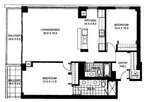 Two Bedroom Two Bathroom Floor Plan Penthouse 2