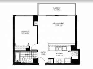 One Bedroom One Bathroom Floor Plan A13
