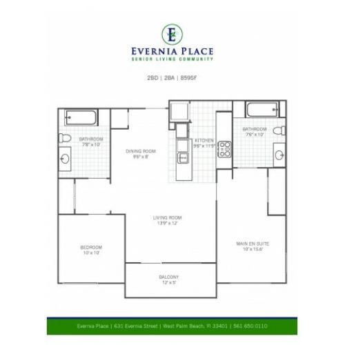 Two Bedroom Two Bath l B1 l Evernia Place