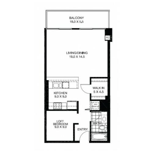 JR One Bedroom Floor Plan