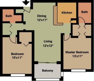 Hibiscus upgraded two bedroom two bathroom floor plan
