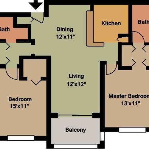 Hibiscus upgraded two bedroom two bathroom floor plan