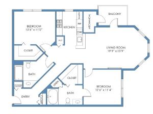 Newbury Floor Plan. 2 Bed, 2 Bath, 1194 Sq.Ft.