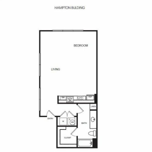 E5H studio, one bedroom with large closet and w/d