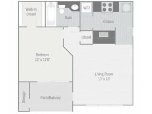 Spacious one bedroom apartment floorplan