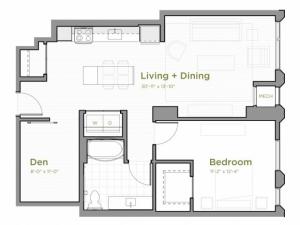 One Bedroom - A10 Floor Plan with an Alcove