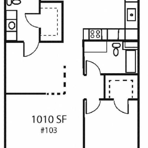 A2H one bedroom, one bath with additional den space