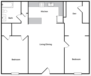 Two Bedroom/One Bathroom with a Den Apartment in Denton, Texas