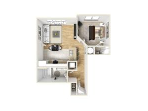 One Bed x One Bathroom Layout