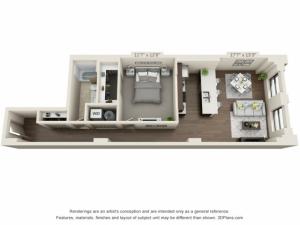 A16-ONE BEDROOM/ ONE BATHROOM- 872 Sq. Ft.