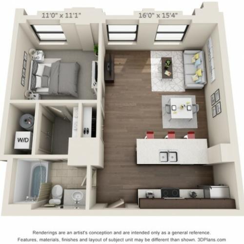 A05-ONE BEDROOM/ ONE BATHROOM- 704 Sq. Ft.