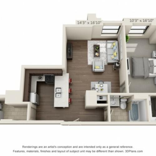 A08-ONE BEDROOM/ ONE BATHROOM- 781 Sq. Ft.