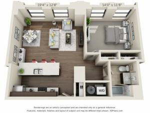 A09-ONE BEDROOM/ ONE BATHROOM- 808 Sq. Ft.