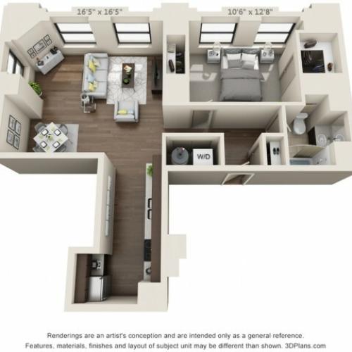 A10-ONE BEDROOM/ ONE BATHROOM- 817 Sq. Ft.