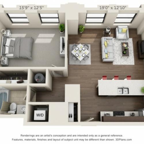 A12-ONE BEDROOM/ ONE BATHROOM- 821 Sq. Ft.