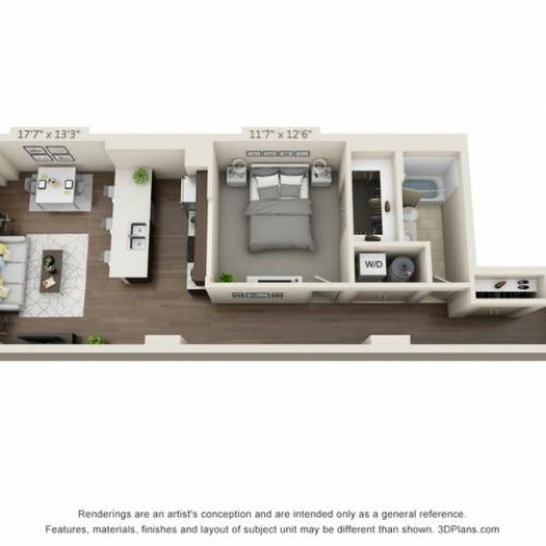 A14-ONE BEDROOM/ ONE BATHROOM- 862 Sq. Ft.