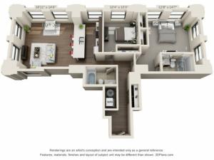 B10-TWO BEDROOMS/ TWO BATHROOMS- 1133 Sq. Ft.