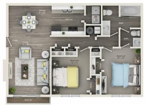 2 bedroom with 1 and half bathrooms
