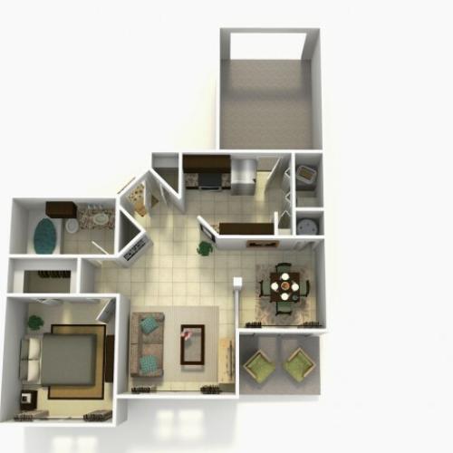 Grenada Upgrade one bedroom one bathroom 3D floor plan