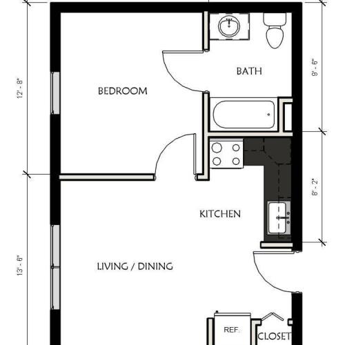 1 Bedroom Floor Plan | Luxury Apartments In Jackson Michigan | Arbor Woods Apartments